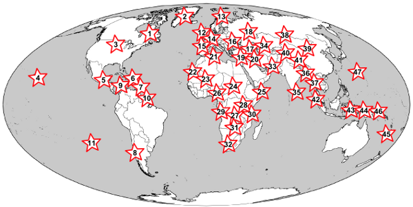 A map of the world showing notable separatist movements